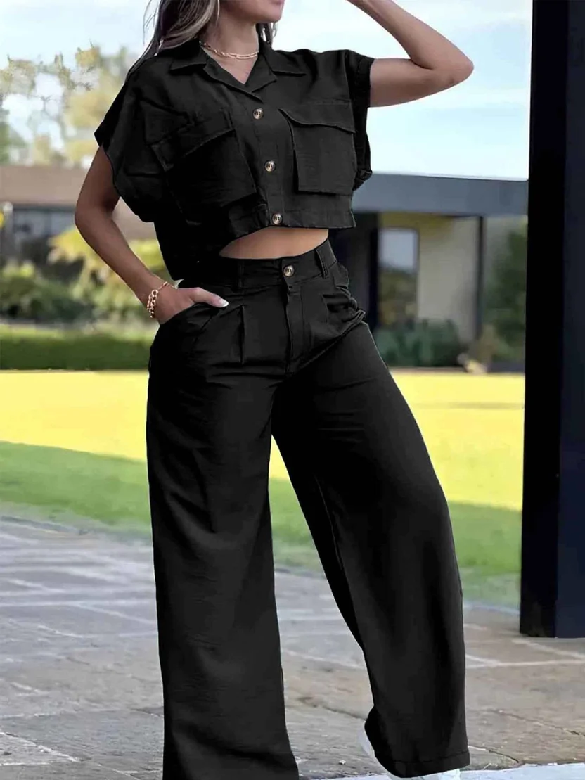 Black cropped utility two-piece set from Chic Trendy Boutique
