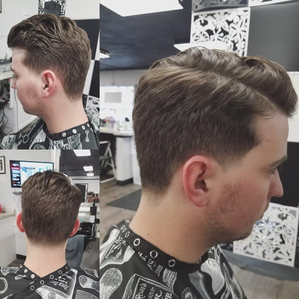Classic tapered haircut photographed from multiple angles